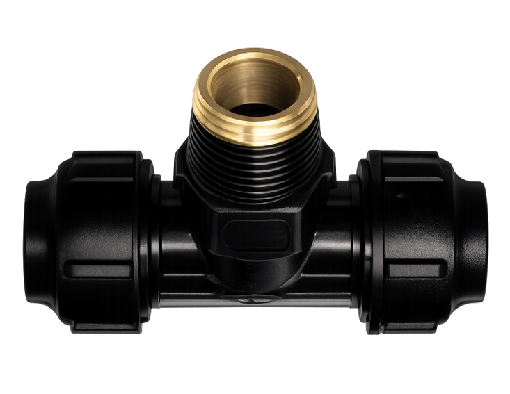 Tê thu HDPE ren ngoài ren đồng