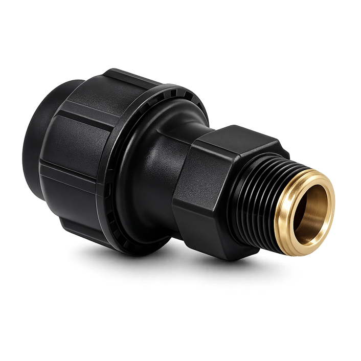Nối thẳng HDPE 1 đầu ren ngoài bọc đồng
